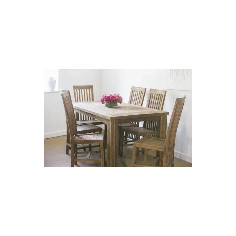 1.6m Reclaimed Teak Taplock Dining Table with 6 Santos Chairs